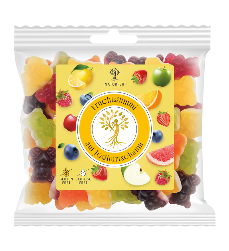 Naturfeh Fruchtgummi auf Joghurtschaum